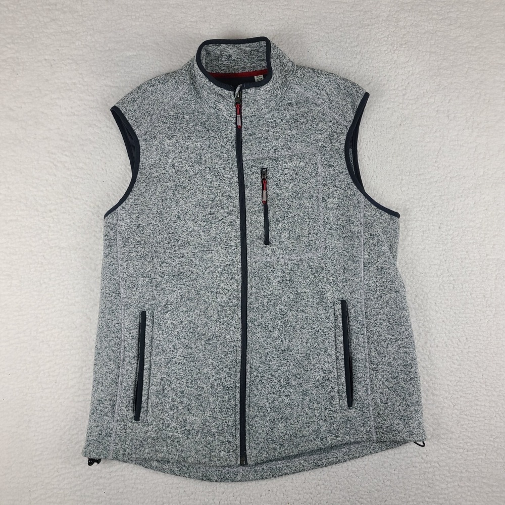 ORVIS Sweater Vest Mens XL Gray Full Zip 100% Polyester Zip Sweatshirt EC